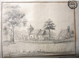 Drawing of church and churchyard by John    Farthing 