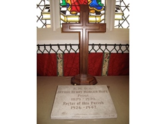 Memorial plaque on altar dedicated to Rev Hope