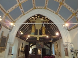 Assymetry in the chancel roof and arch caused by the Weeping Chancel