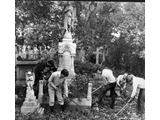  Clearing up the churchyard c 1980